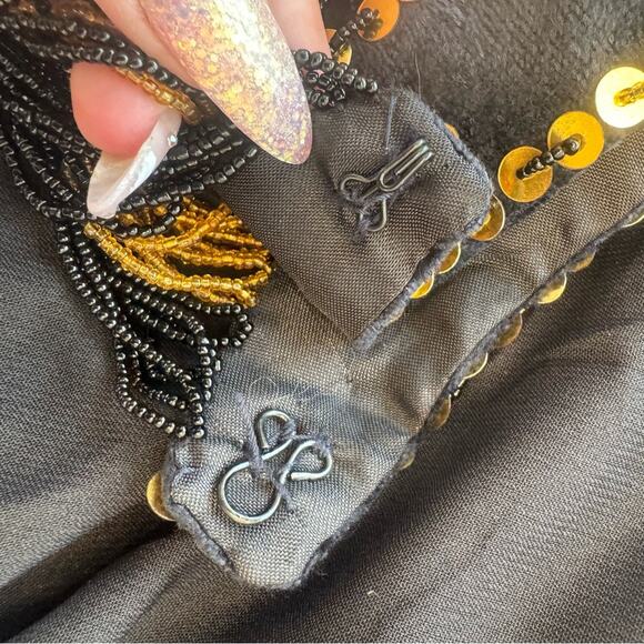 HANDMADE 5PC Embellished Belly Dancer Costume Black and Gold Green - Picture 3 of 16